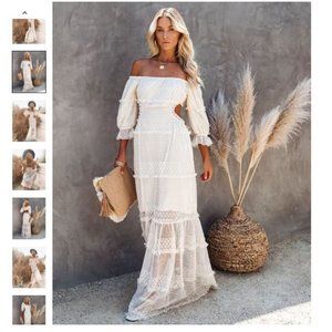 VICI - Porsha off the shoulder tiered cutout maxi dress / Wedding bridal bachel
